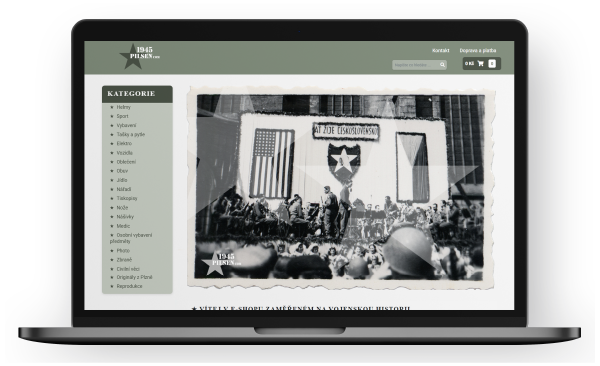 E-shop 1945 Pilsen na notebooku